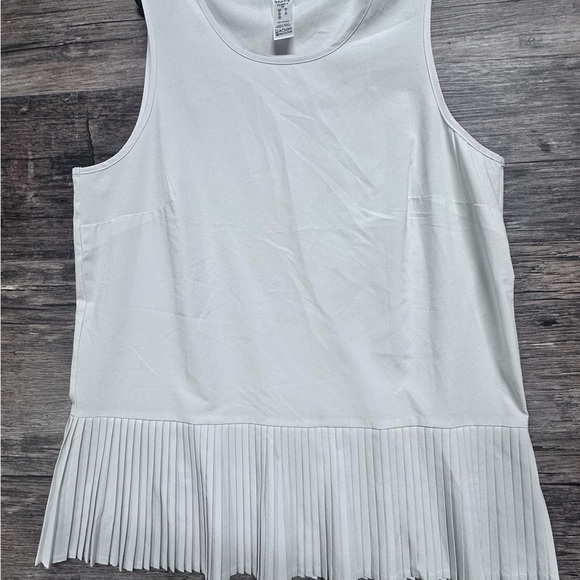 SPANX White Sleeveless Tank Top with Pleated Hem and Crew Neck - Picture 1 of 6